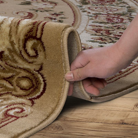 Российский прямой бежевый ковер супер акварель 26505